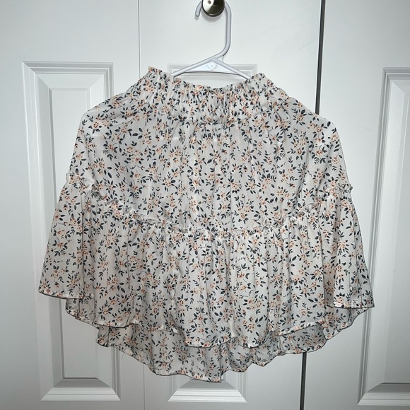 Floral Sweetheart Neck Flounce Sleeve Top & Ruffle Hem Skirt - Picture 9 of 9